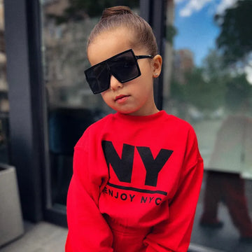 Baby Girls NY Fashion Style Long Sleeve Sweatshirt and Flared Pants Combo. (Ages 18M~8Yrs.)